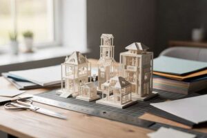 Colorful 3D paper sculpture desk calendar displaying months with intricate layered designs and decorative elements.