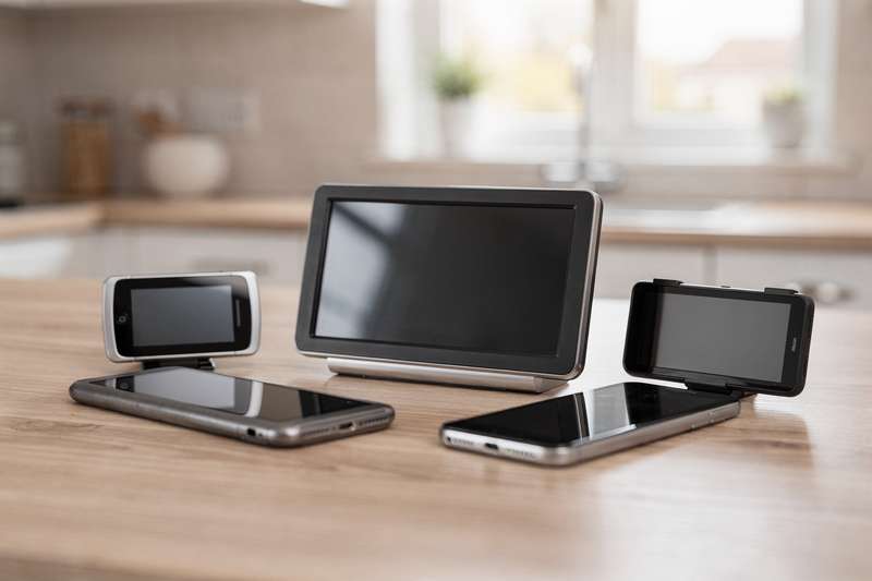 Comparison of different GPS navigation devices and sat nav units displayed on a table for UK drivers.