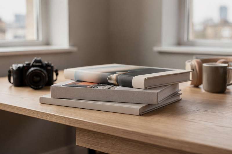 Curated collection of essential photography art books displayed on a shelf for UK enthusiasts.