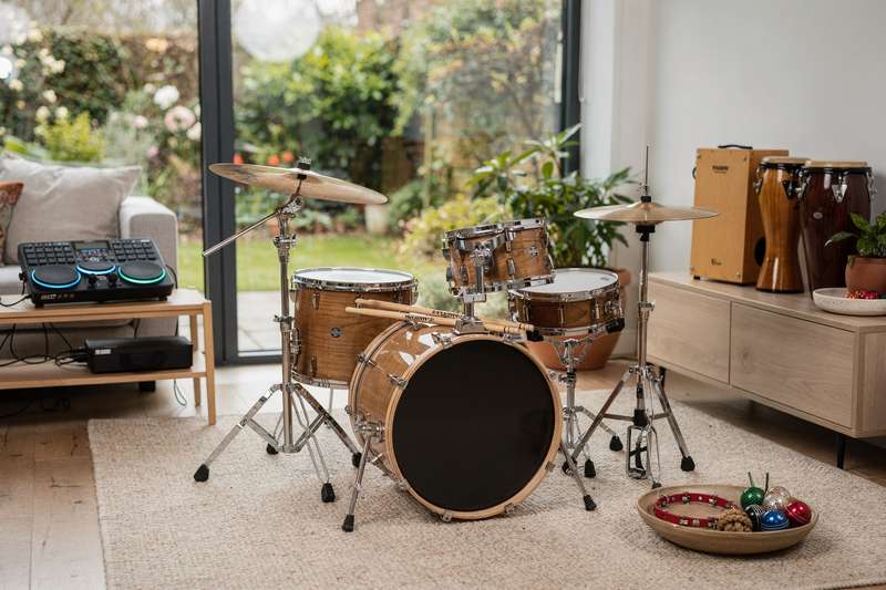 Essential drum kits and percussion instruments displayed for comparison and selection by UK musicians.
