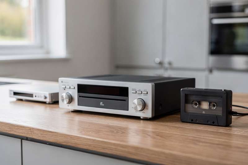 Compact disc and cassette tape player models displayed side by side for comparison and selection.