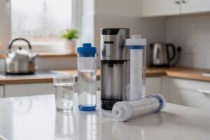 Top-rated water cooler filter cartridges displayed with replacement instructions for UK households.