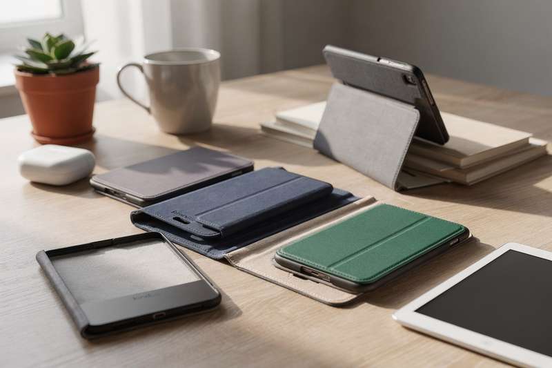 Protective case displaying compatibility with various e-reader models including popular tablet devices.