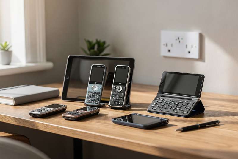 Selection of electronic dictionary, thesaurus and translation devices displayed for office use.