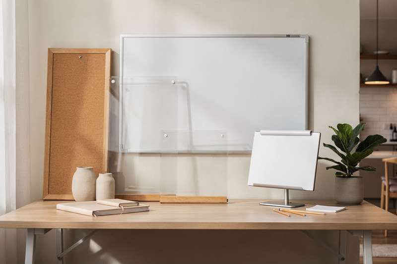 Wooden planning board mounted on office wall displaying weekly schedule and project deadlines.